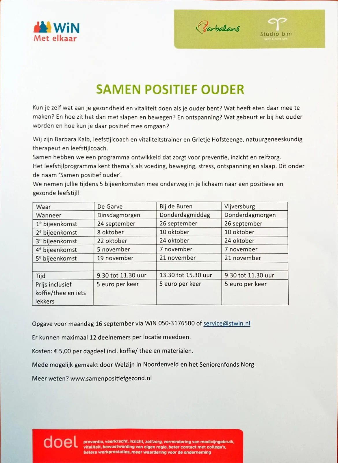 Op 24 september 2024 start een Samen Positief Ouder programma in Norg!